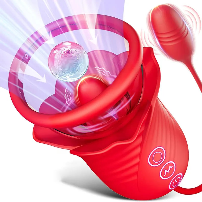 3-in-1 Clit Pump Vibrator with Remote & Tongue Teaser