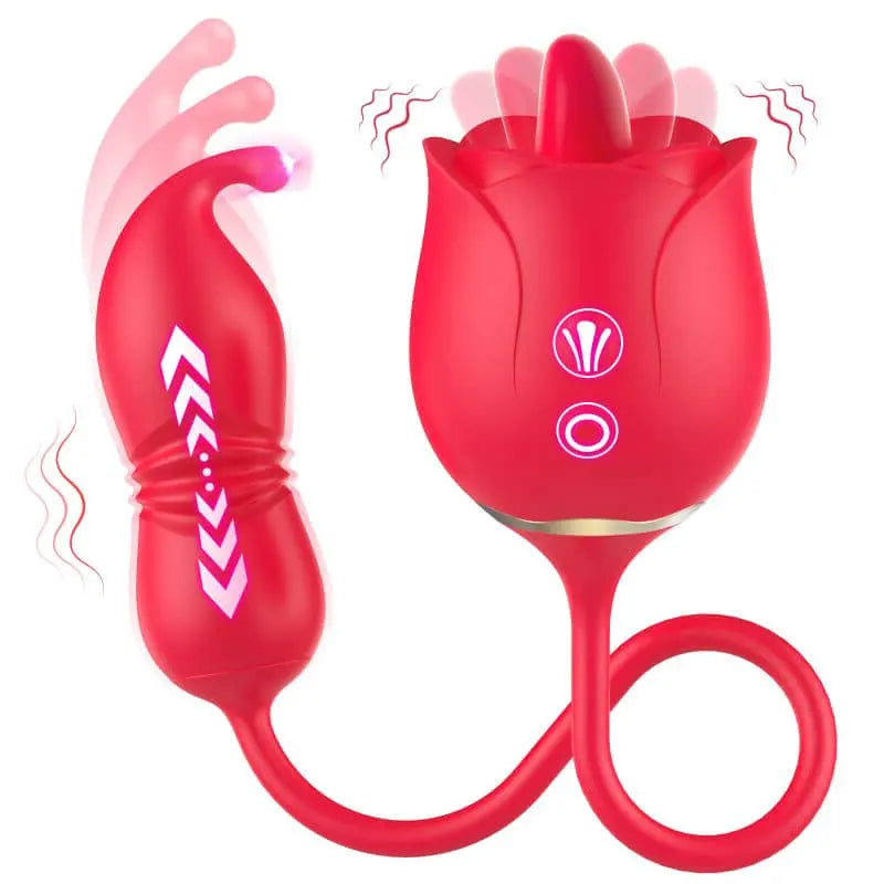 Rose Vibrator with Thrusting & Licking Modes