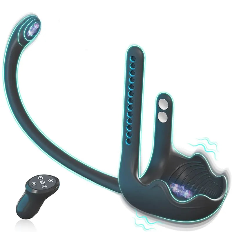 Vibrating Cock Ring with Anal Plug