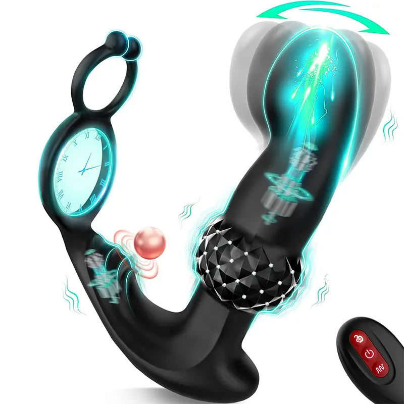Prostate Vibrator with Dual Cock Rings