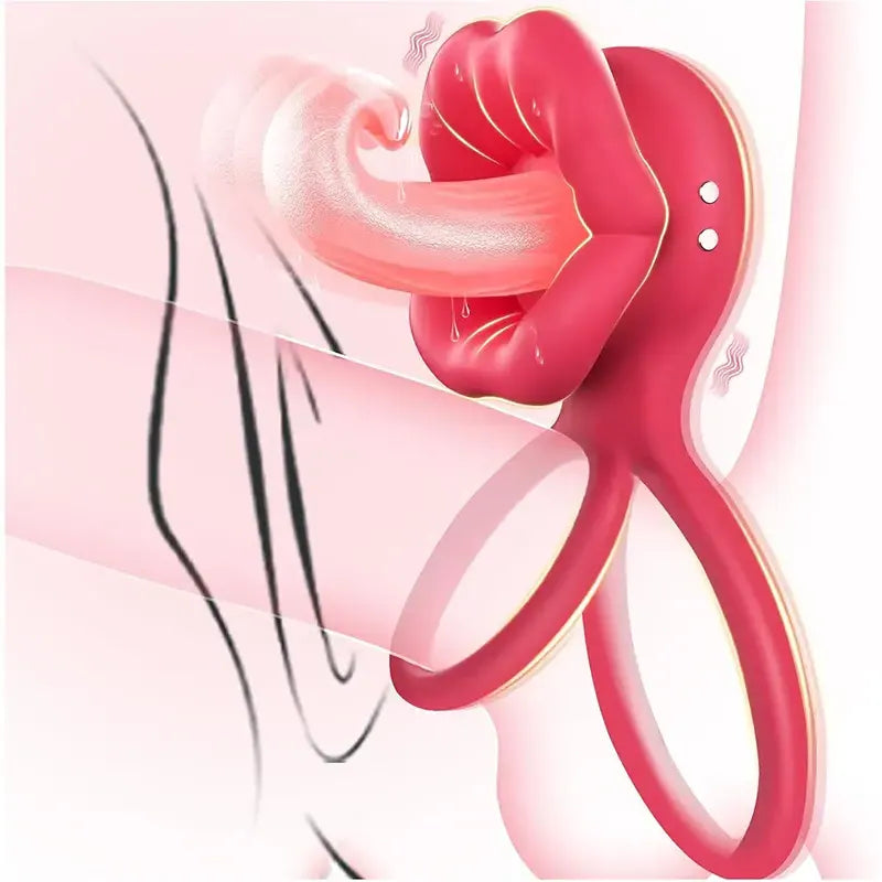 Tongue-Licking Vibrating Cock Ring