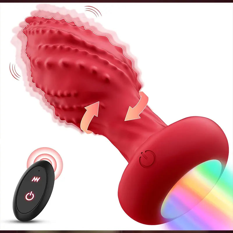 LED Vibrating Rotating Anal Plug
