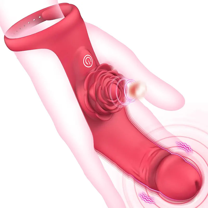 Finger-Controlled Rose Vibrator Dildo