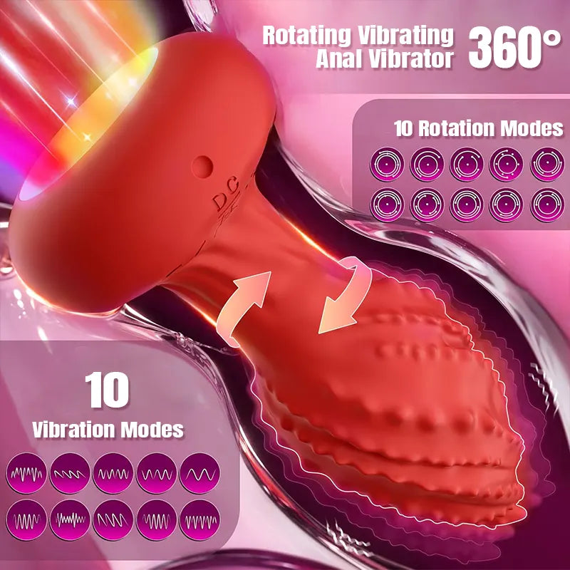 LED Vibrating Rotating Anal Plug