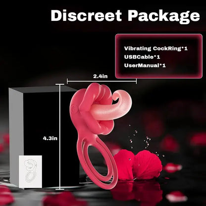 Tongue-Licking Vibrating Cock Ring