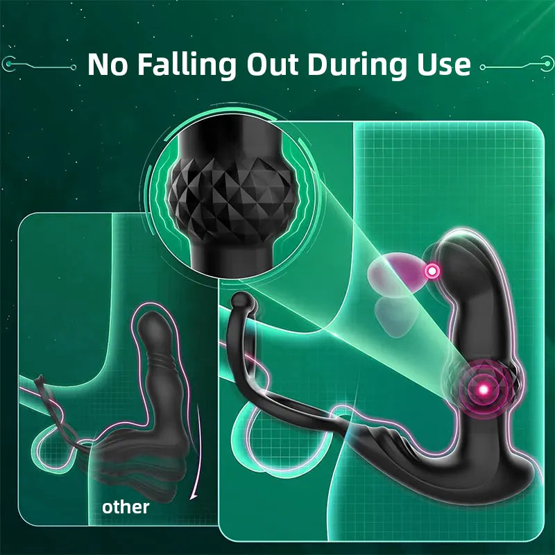 Prostate Vibrator with Dual Cock Rings