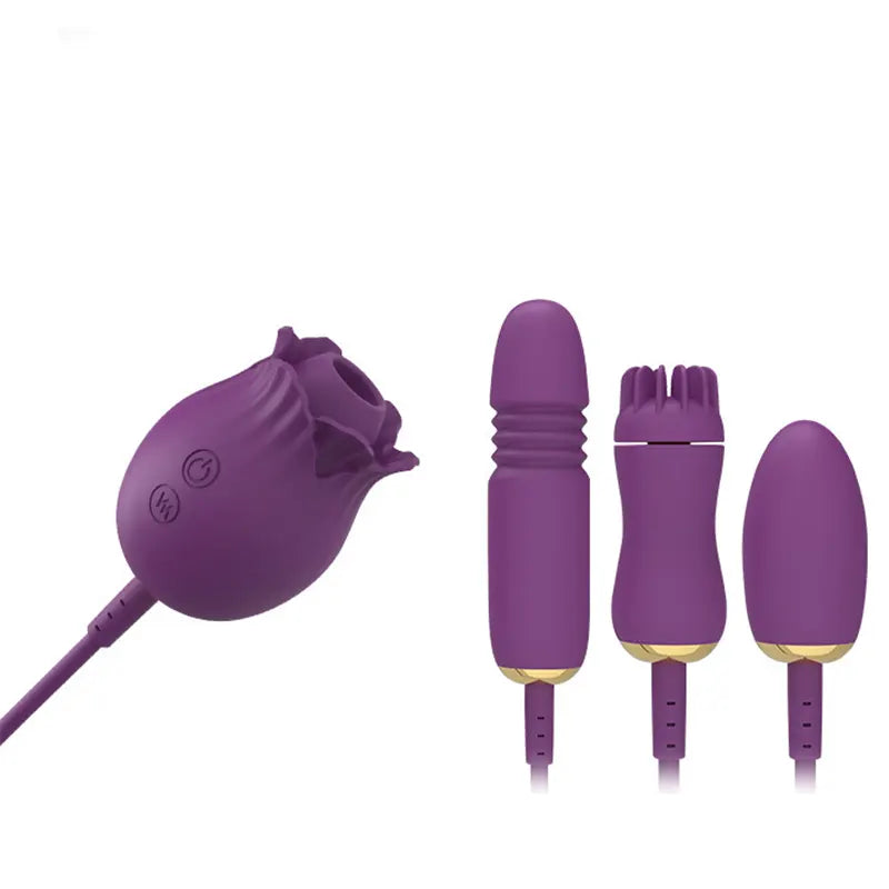 Rose Pleasure Combo Vibrating & Sucking Set