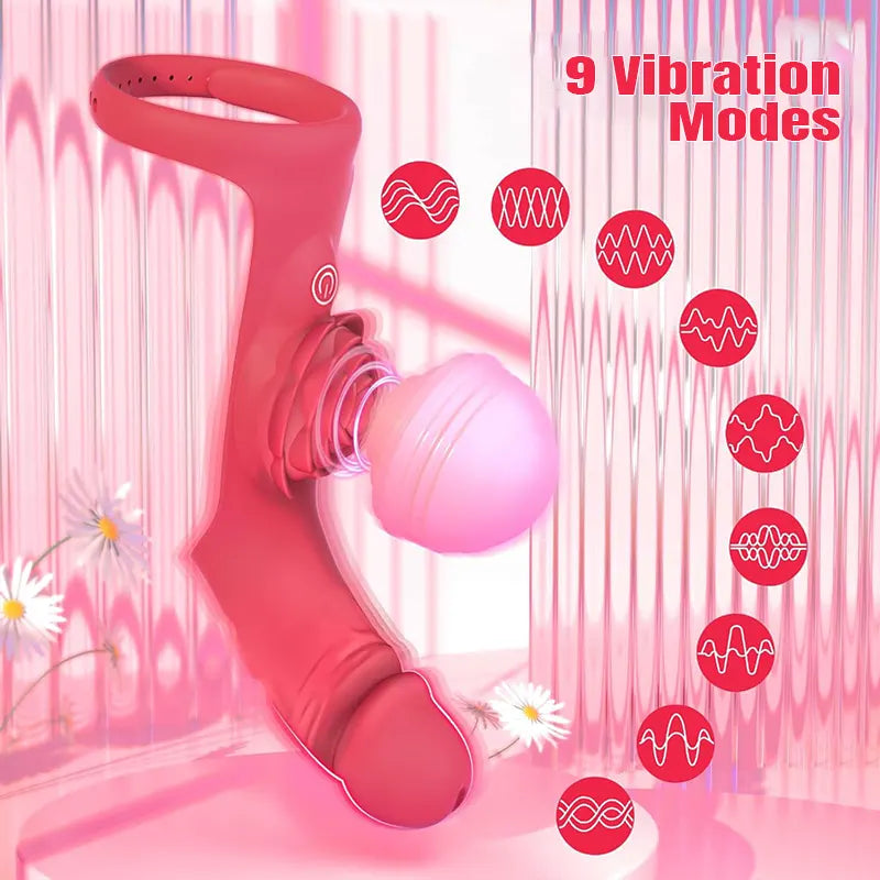 Finger-Controlled Rose Vibrator Dildo