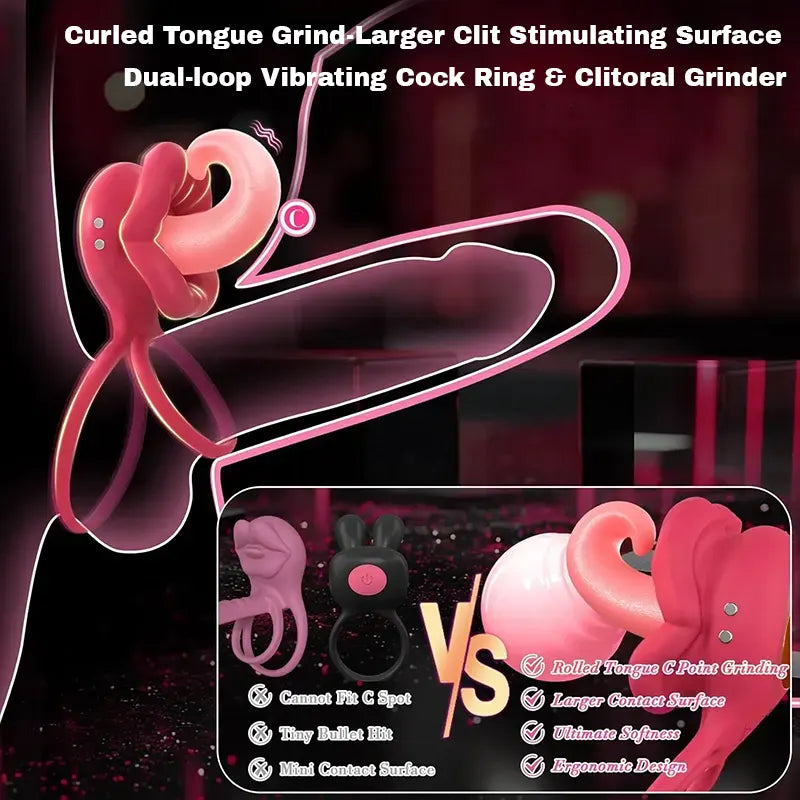 Tongue-Licking Vibrating Cock Ring