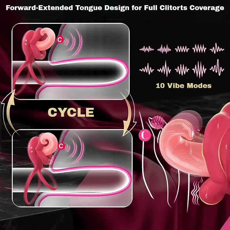 Tongue-Licking Vibrating Cock Ring