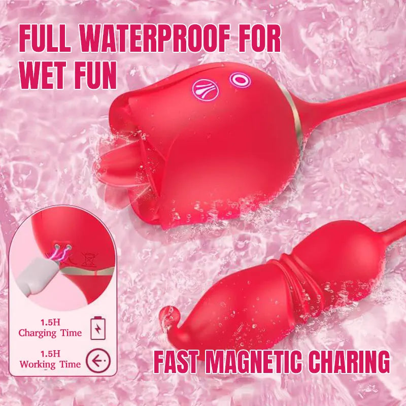 Rose Vibrator with Thrusting &amp; Licking Modes