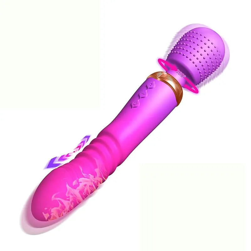 Heated Scepter Vibrator with Thrusting Dildo