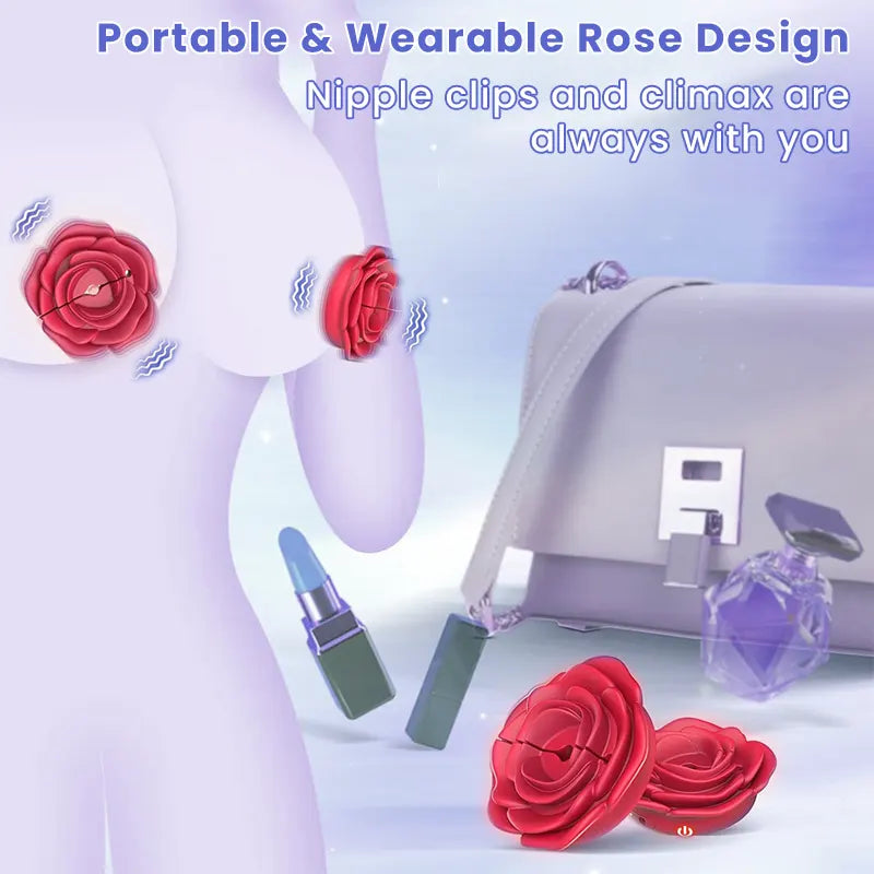 Rose Vibrating Nipple Clamp Toy