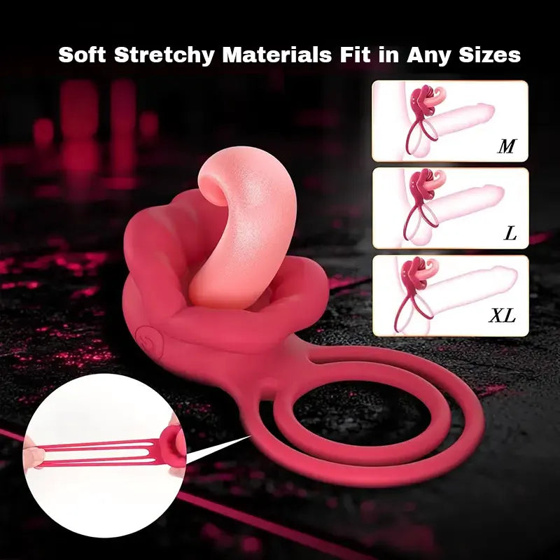Tongue-Licking Vibrating Cock Ring