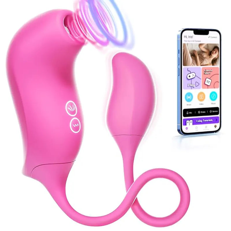Pink Suction Vibrator with Egg