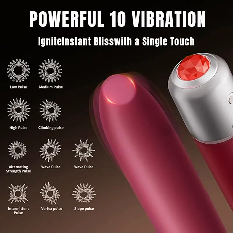 Lipstick Bullet Vibrator with 10 Modes