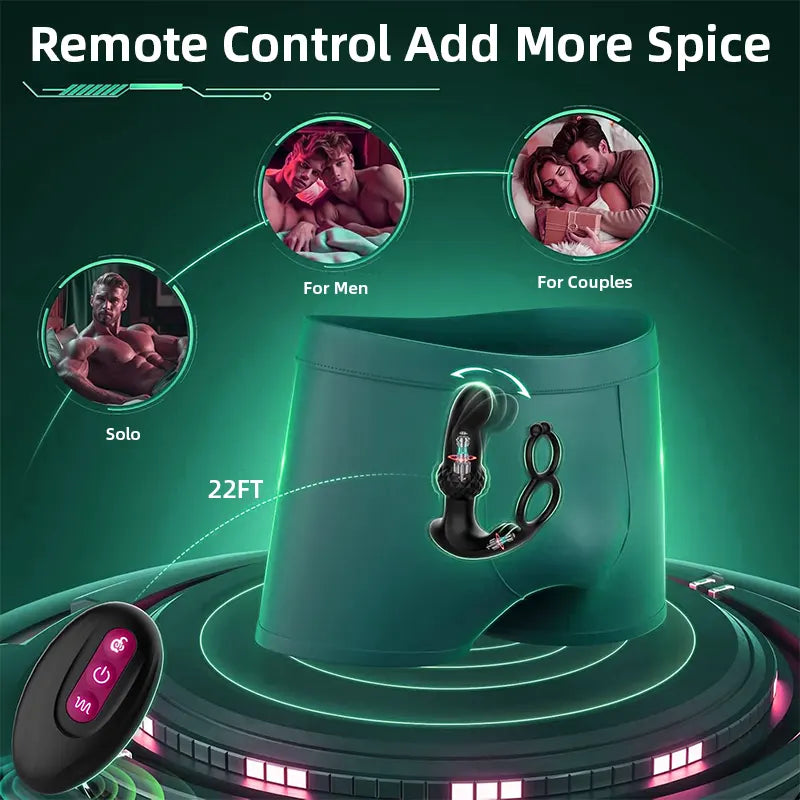 Prostate Vibrator with Dual Cock Rings