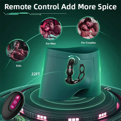 Prostate Vibrator with Dual Cock Rings