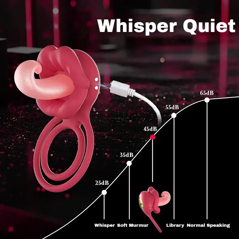 Tongue-Licking Vibrating Cock Ring