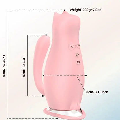 Cat Vibrator with Suction and Tongue