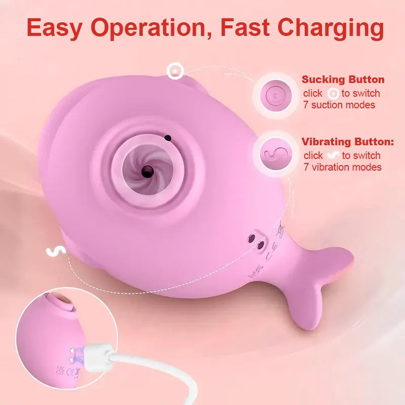 Whale-Shaped Suction Vibrator