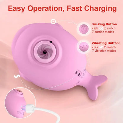 Whale-Shaped Suction Vibrator