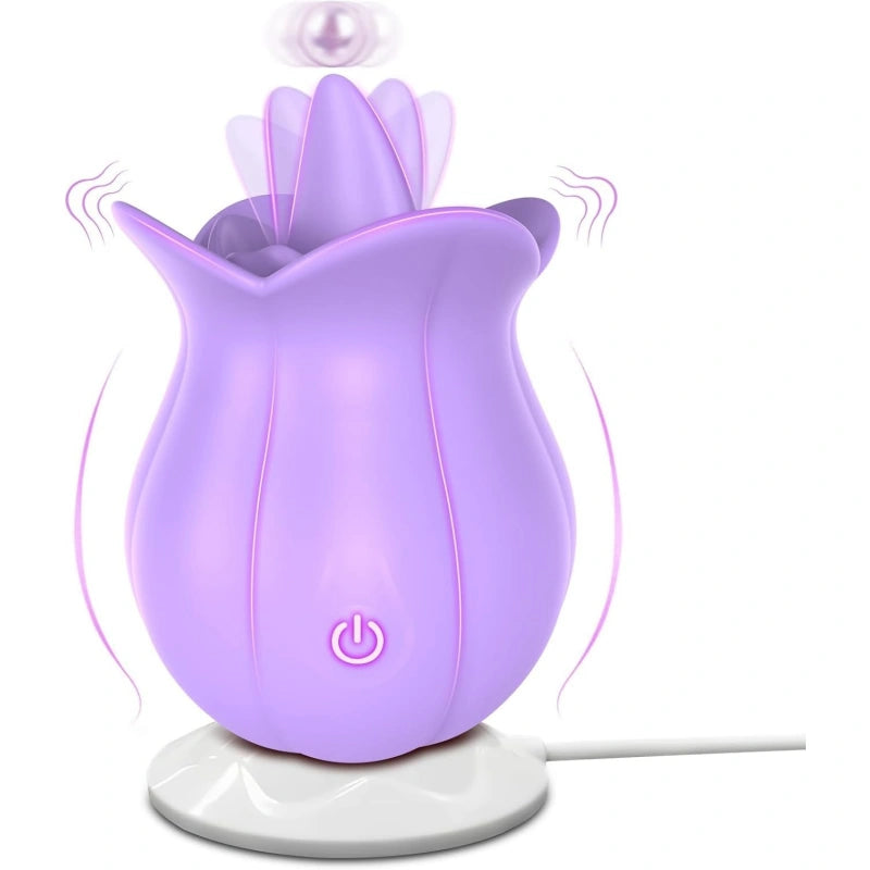 Rose Tongue Vibrator with 10 Modes, Travel-Size & Waterproof Design