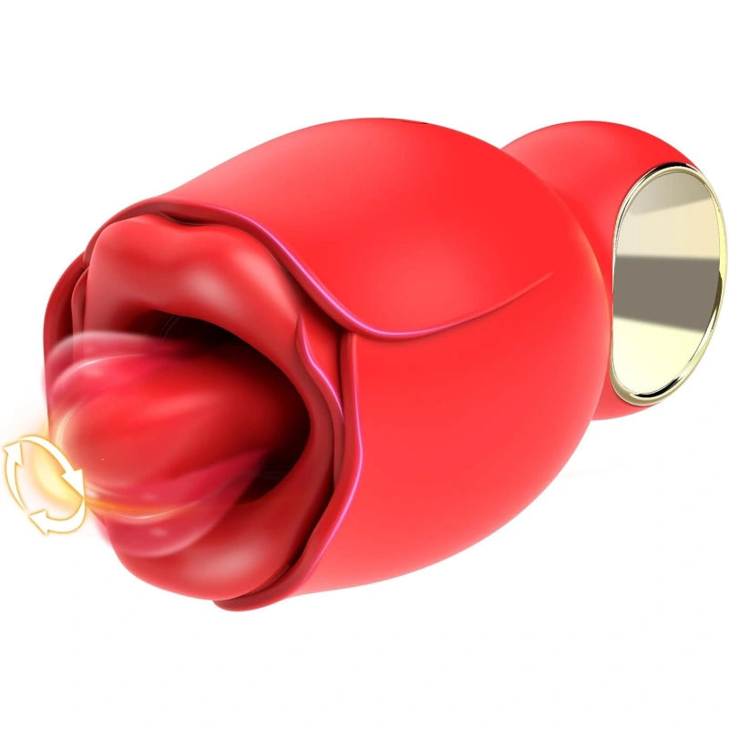 360° Licking Rose Vibrator with Realistic Tongue &amp; 8 Modes