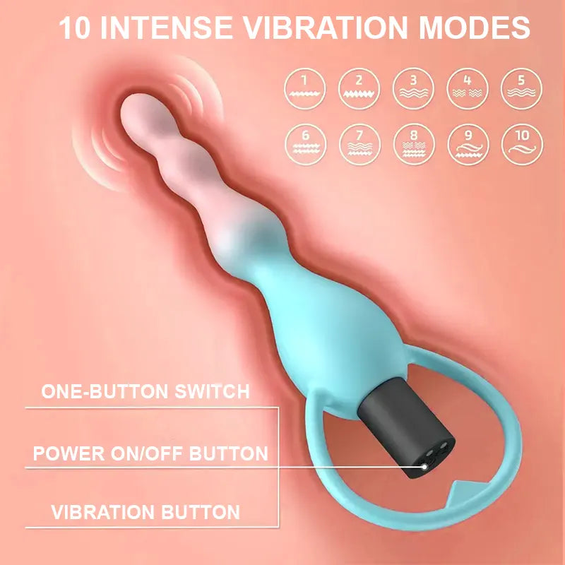 Vibrating Silicone Anal Beads Plug