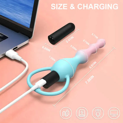 Vibrating Silicone Anal Beads Plug