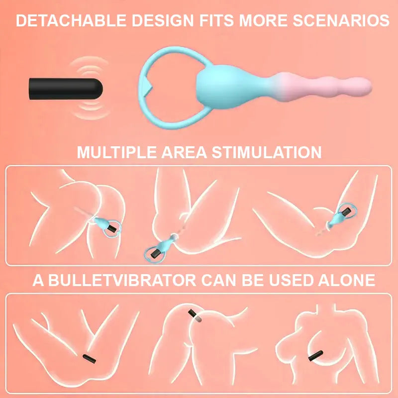 Vibrating Silicone Anal Beads Plug