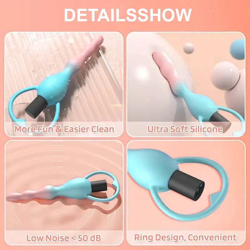 Vibrating Silicone Anal Beads Plug