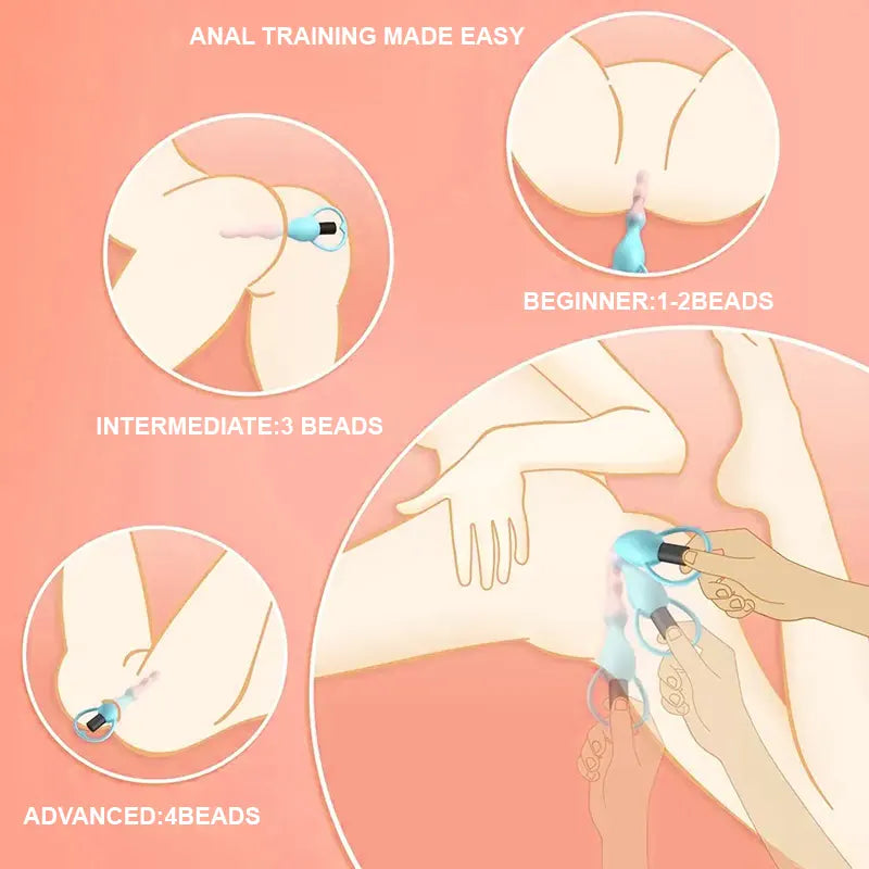 Vibrating Silicone Anal Beads Plug
