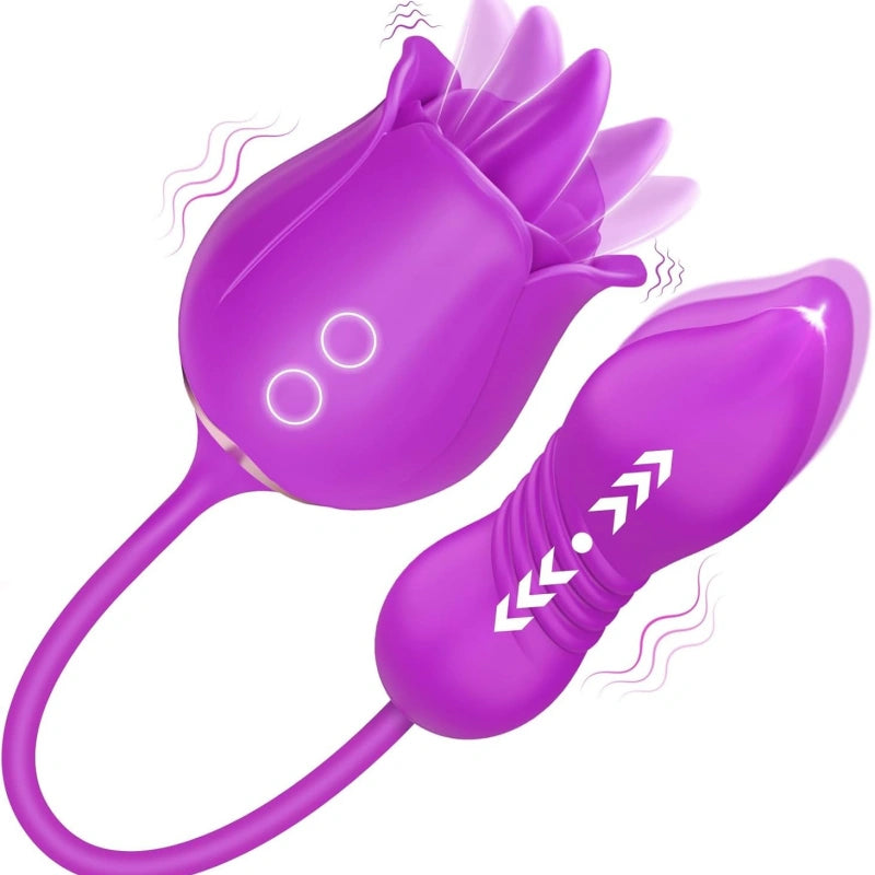 3-in-1 Licking Thrusting Vibrator with Dual Motors & 9×9 Modes