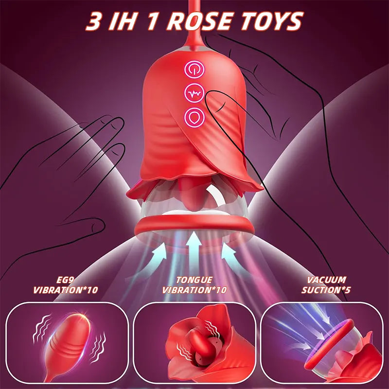 Flower Tongue Vibrator with Suction & Egg