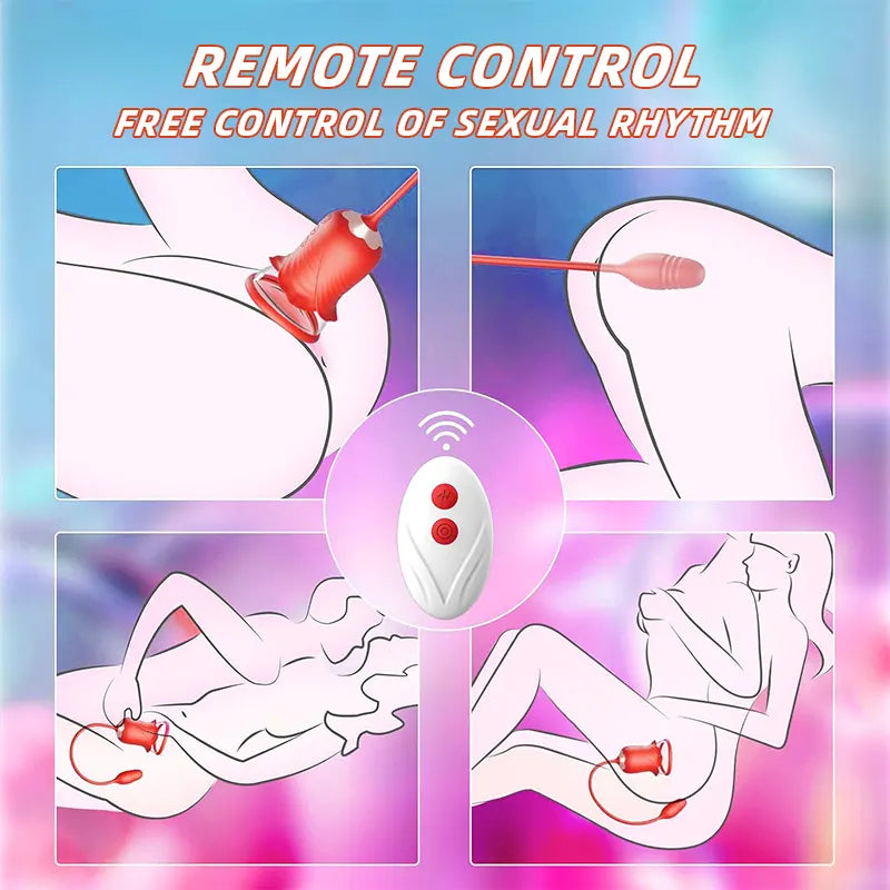 Flower Tongue Vibrator with Suction & Egg