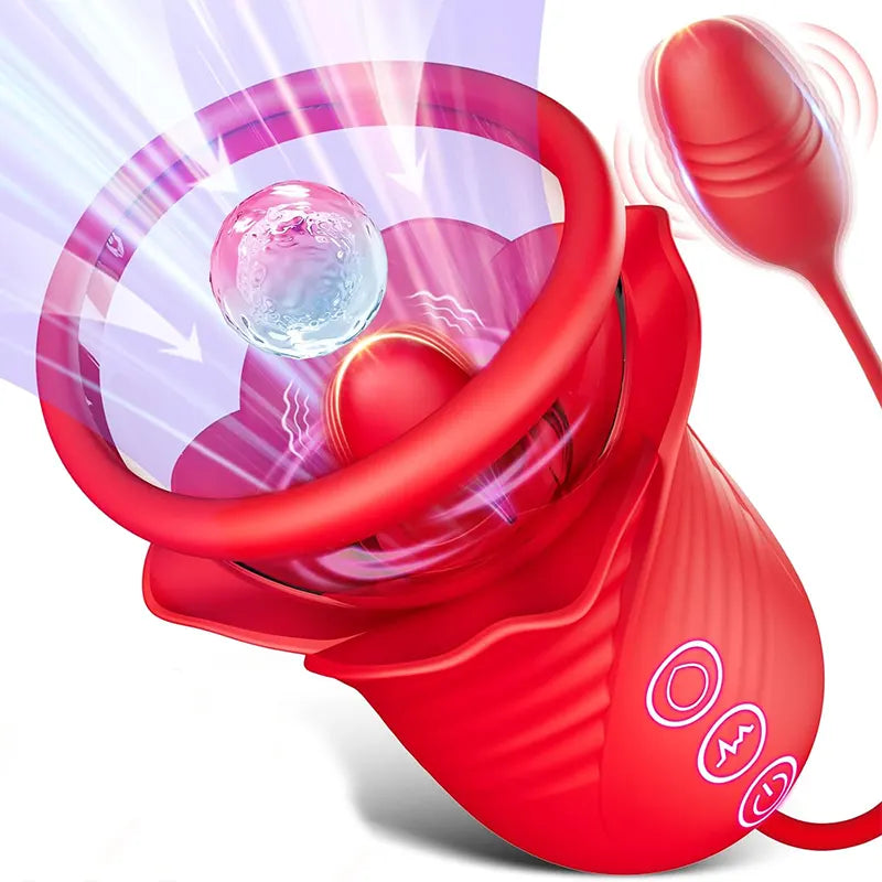 Flower Tongue Vibrator with Suction & Egg